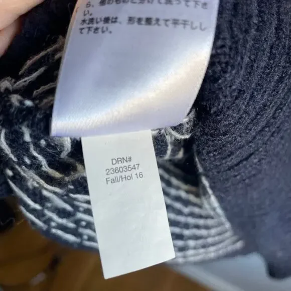 Eddie Bauer Navy Blue Wool Blend Fair Isle Mock Neck Sweater Size Extra Large XL - Picture 4 of 6